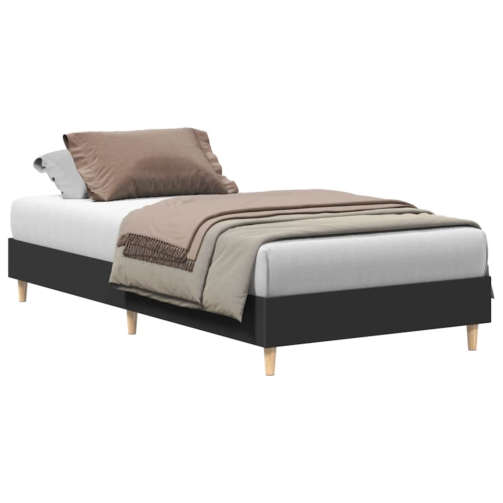 Bed Frame No Mattress Black 90x200 cm Engineered Wood